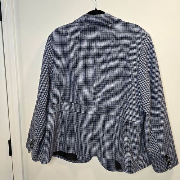 Talbots Blazer Women's 18W Plus Blue Houndstooth Notch Collared Office Jacket - Picture 6 of 6